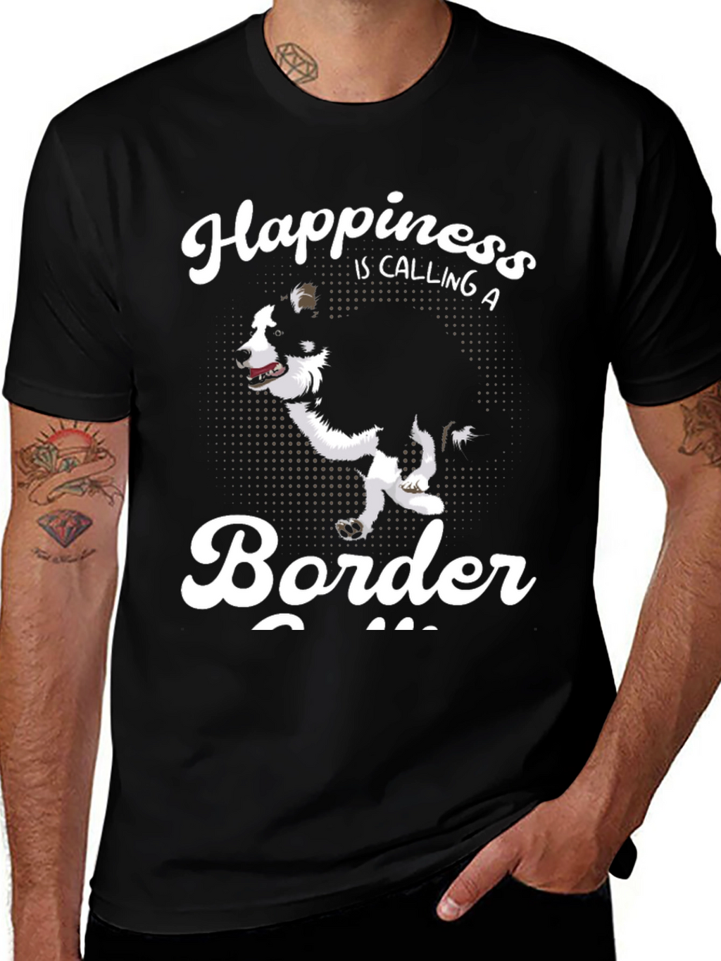 Camiseta Negra Border Collie Happiness