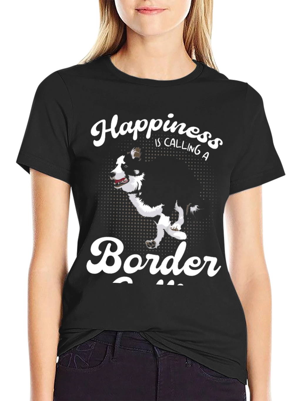 Camiseta Negra Border Collie Happiness