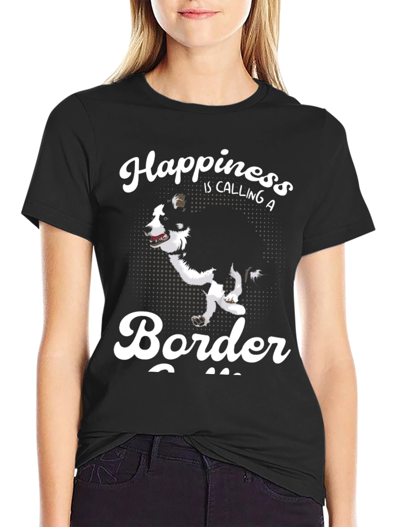 Camiseta Negra Border Collie Happiness