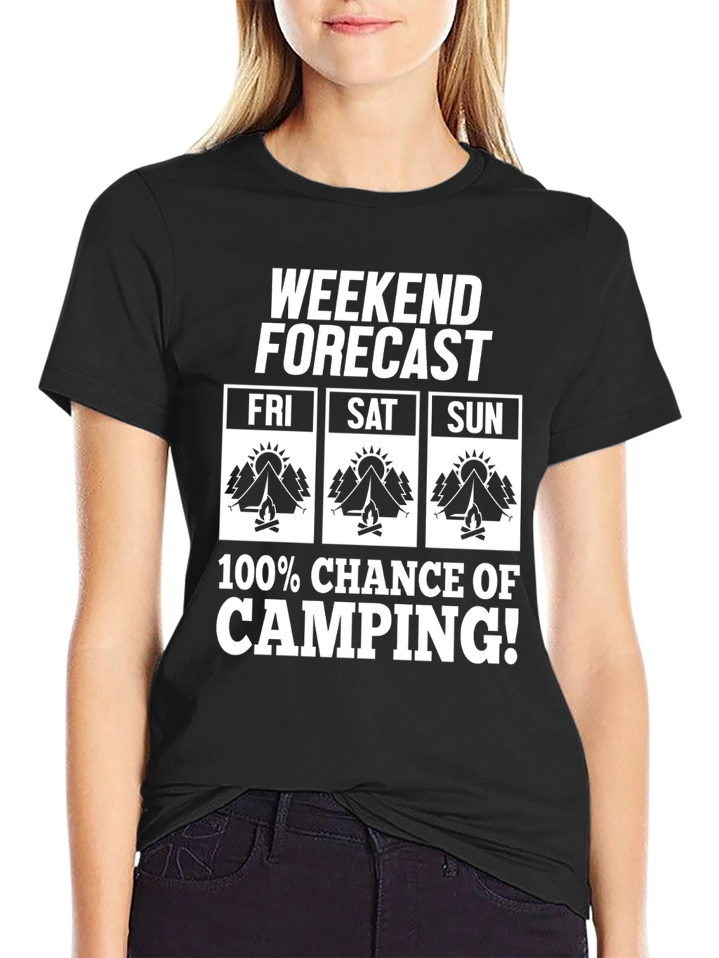 Camiseta Hombre Pronóstico Fin de Semana Camping