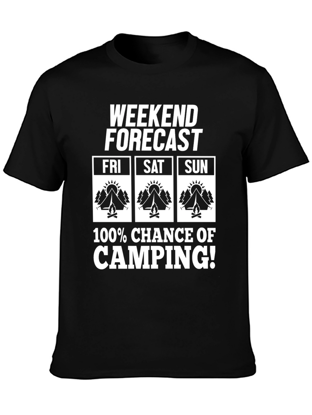Camiseta Hombre Pronóstico Fin de Semana Camping