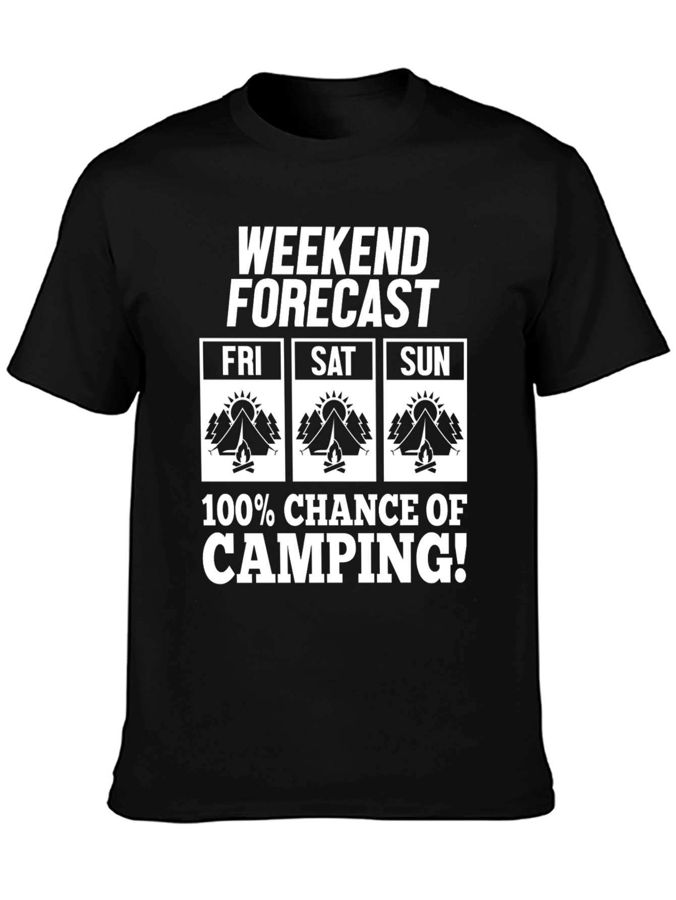 Camiseta Hombre Pronóstico Fin de Semana Camping