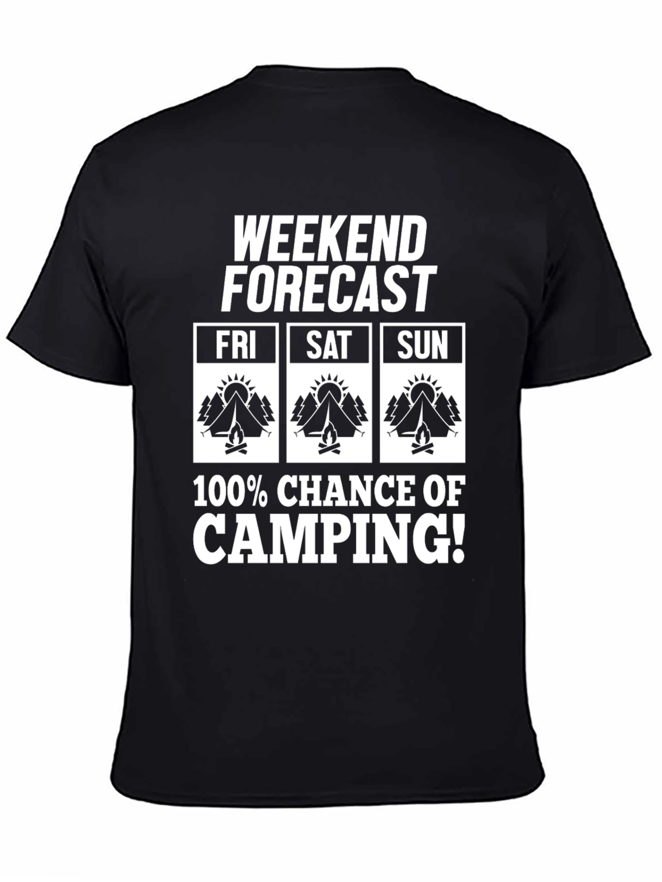 Camiseta Hombre Pronóstico Fin de Semana Camping