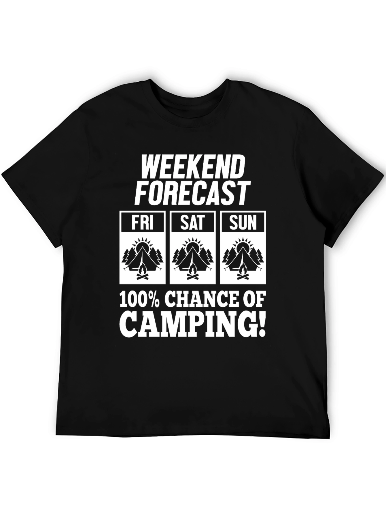Camiseta Hombre Pronóstico Fin de Semana Camping