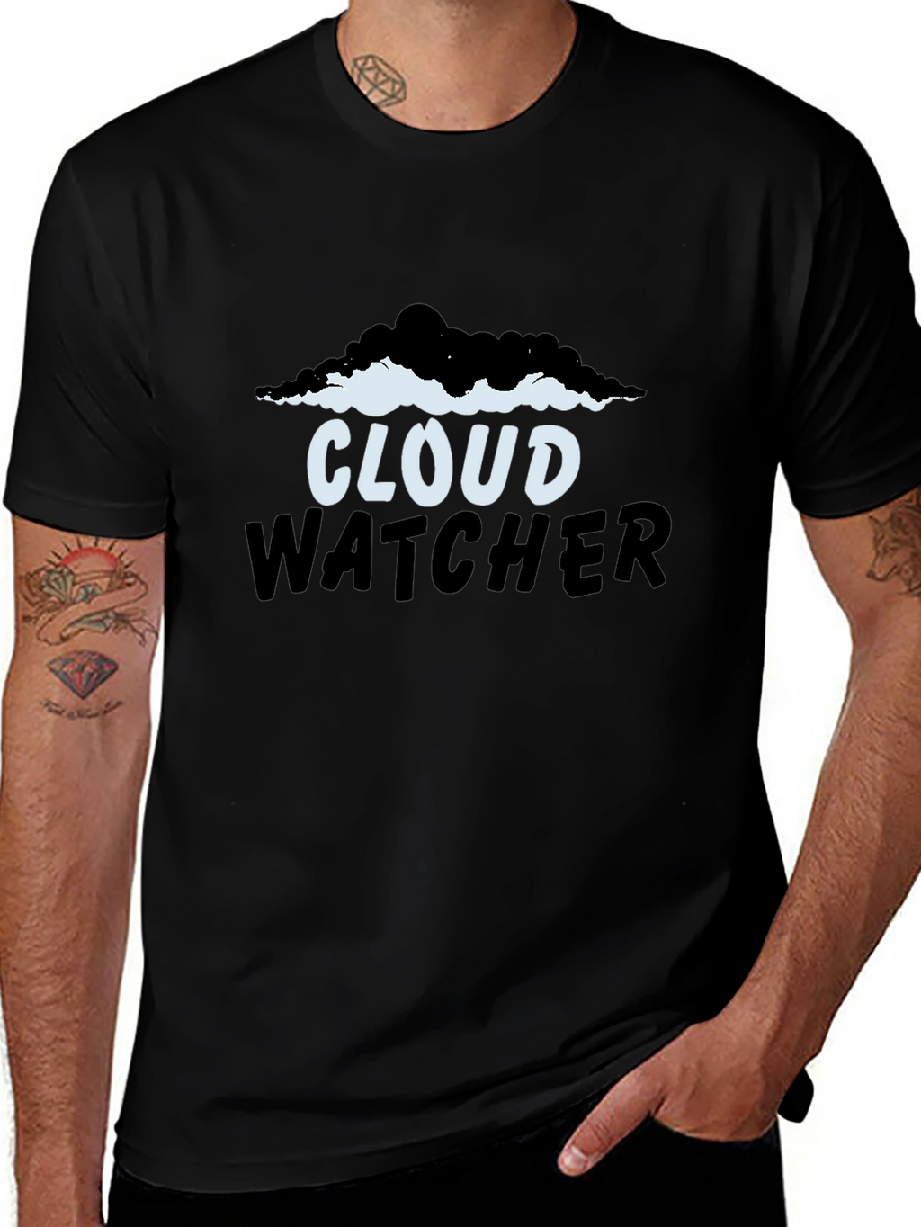 Camiseta Negra Cloud Watcher para Hombre