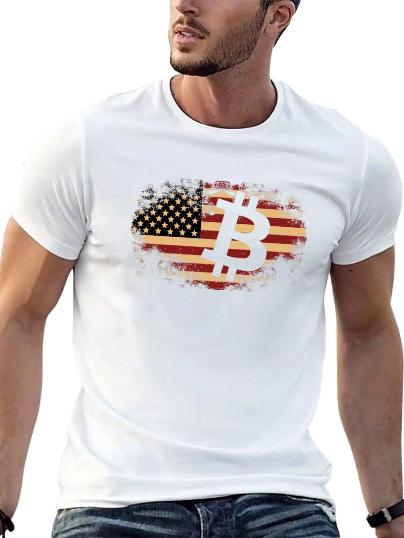Camiseta Bitcoin Bandera Americana Vintage