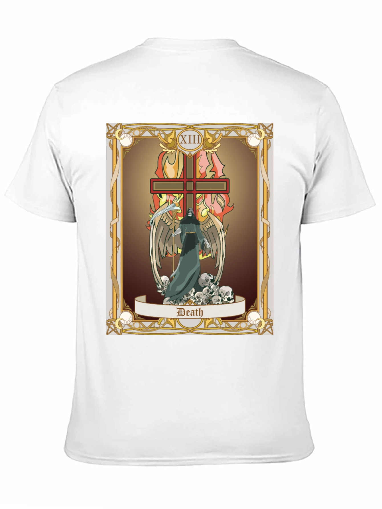 Camiseta Negra con Diseño de Carta de Tarot: La Muerte