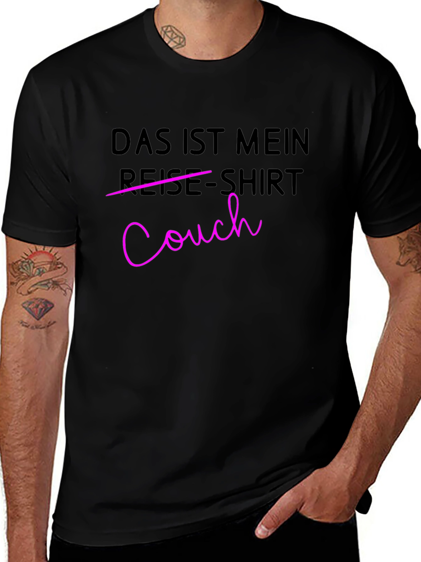 Camiseta Hombre Negra Diseño Divertido Couch