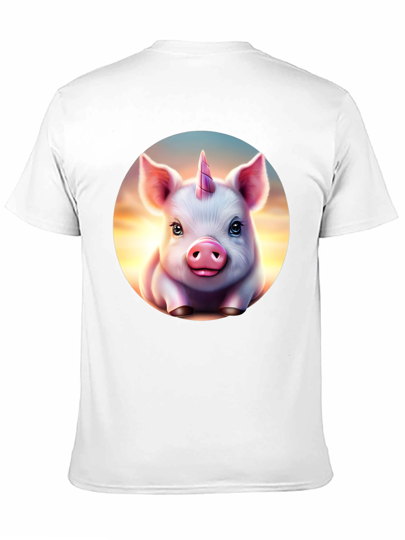 Camiseta Negra con Cerdo Unicornio Animado