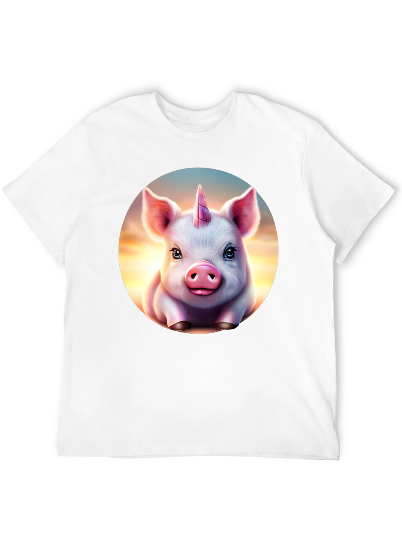Camiseta Negra con Cerdo Unicornio Animado
