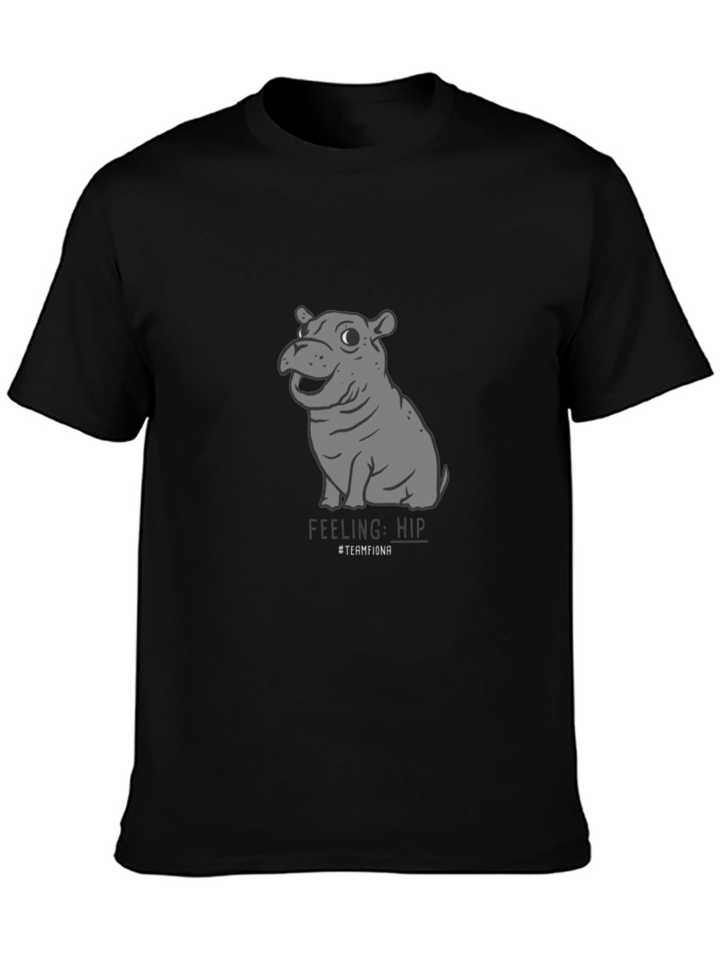 Camiseta Negra con Diseño de Hipopótamo Fiona