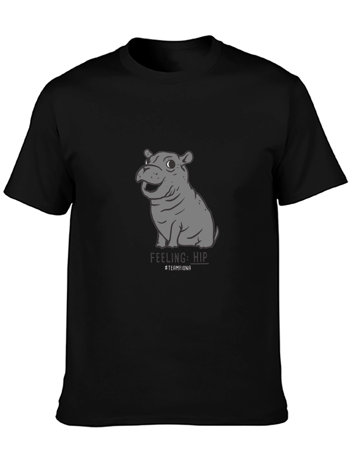 Camiseta Negra con Diseño de Hipopótamo Fiona