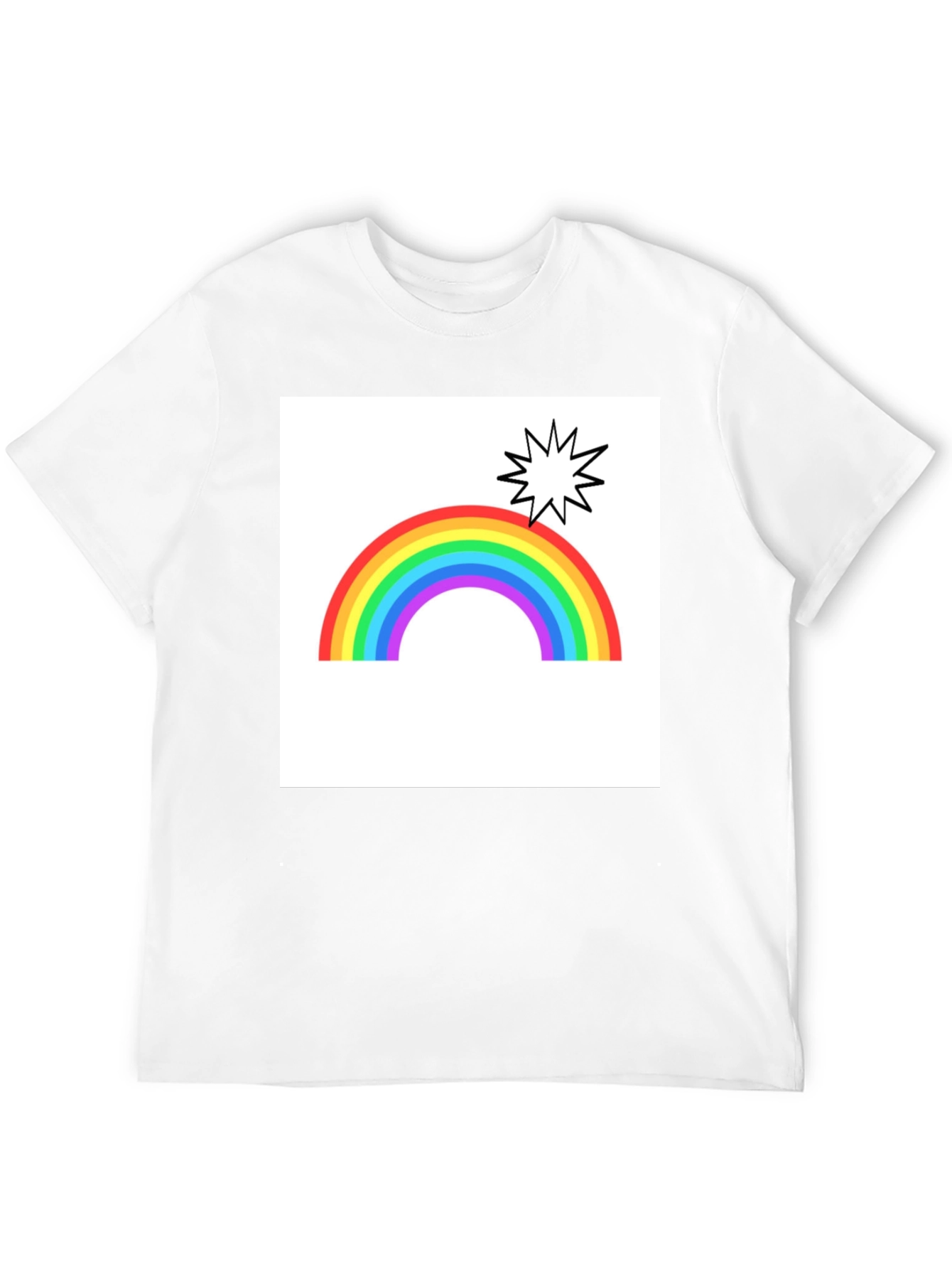 Camiseta Negra con Diseño de Arcoíris y Estrella