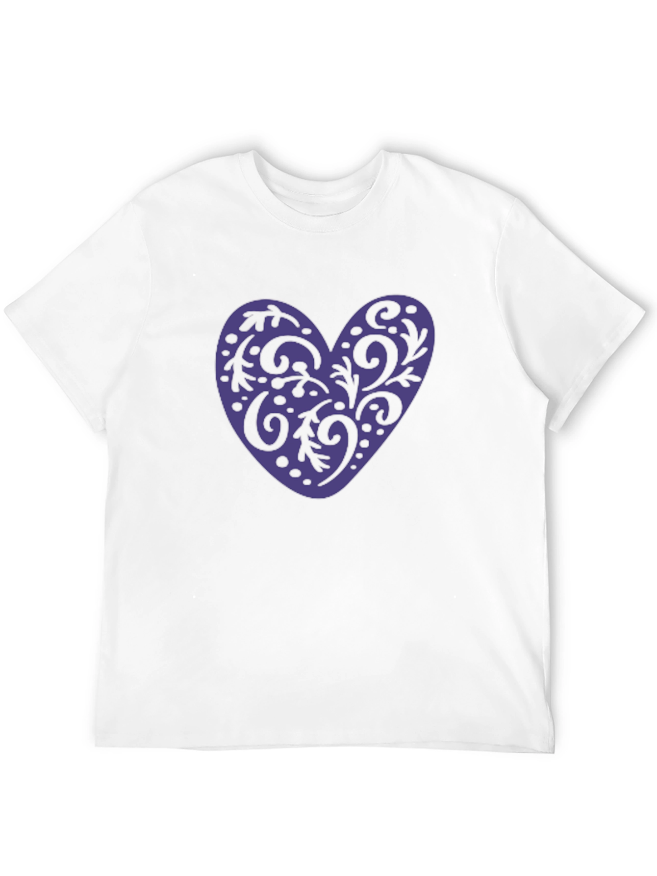 Camiseta Negra con Corazón Violeta Decorado