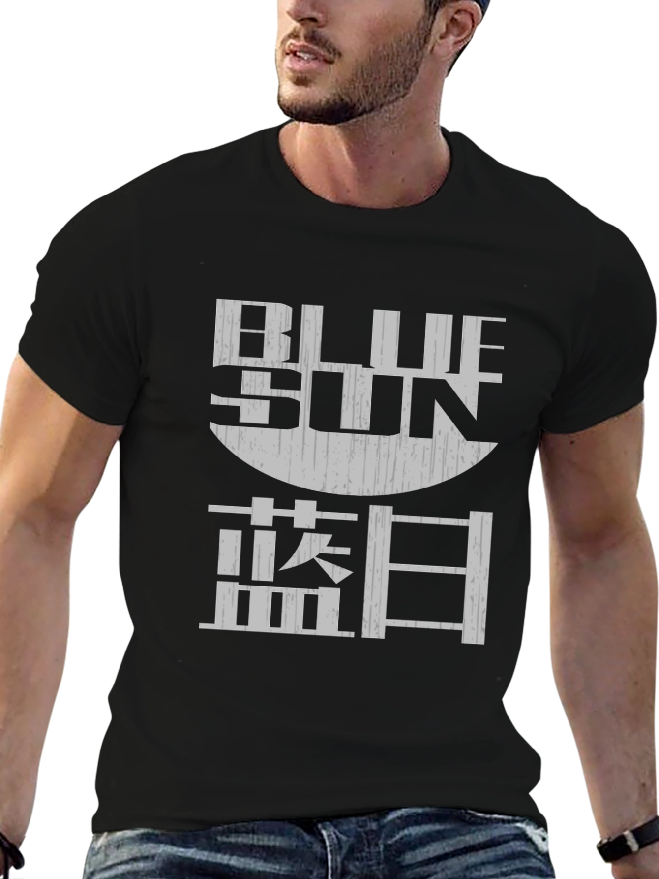 Camiseta Negra Blue Sun con Diseño Gráfico