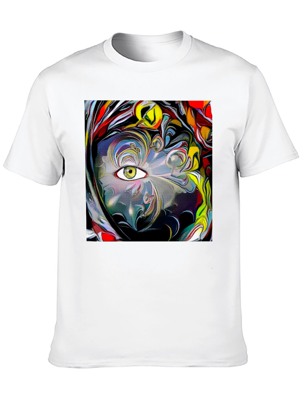 Camiseta Negra con Diseño Abstracto de Ojo