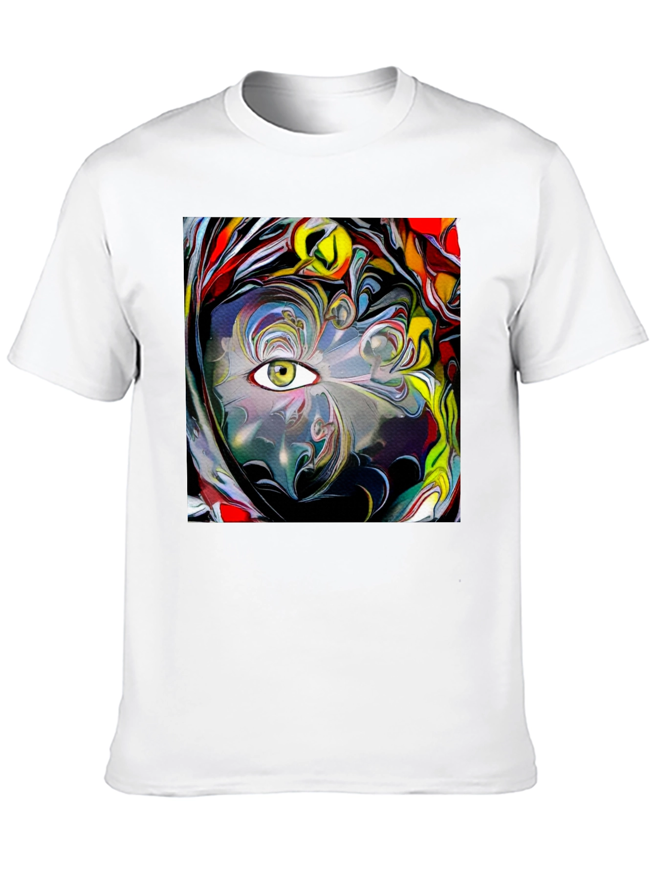 Camiseta Negra con Diseño Abstracto de Ojo
