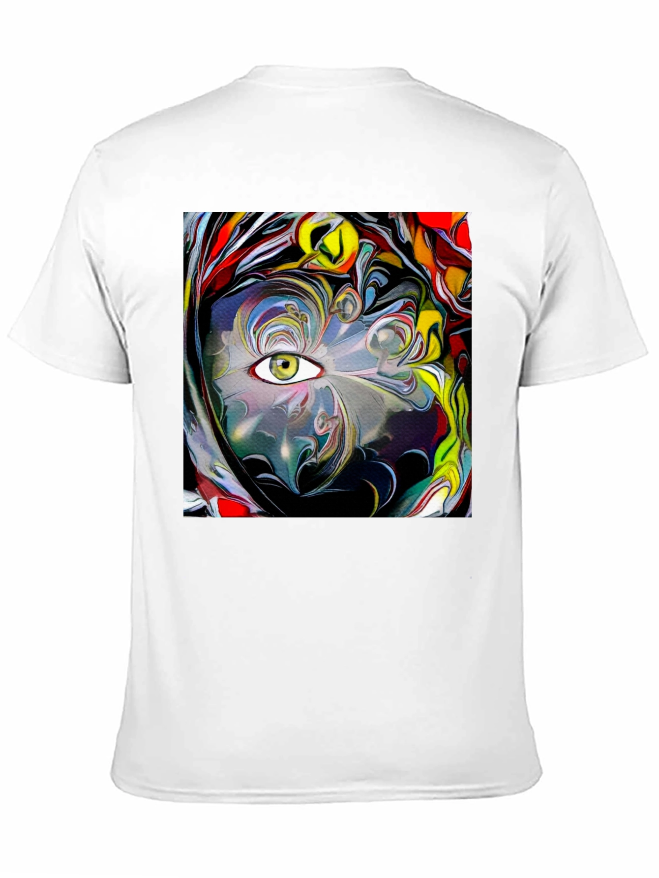 Camiseta Negra con Diseño Abstracto de Ojo