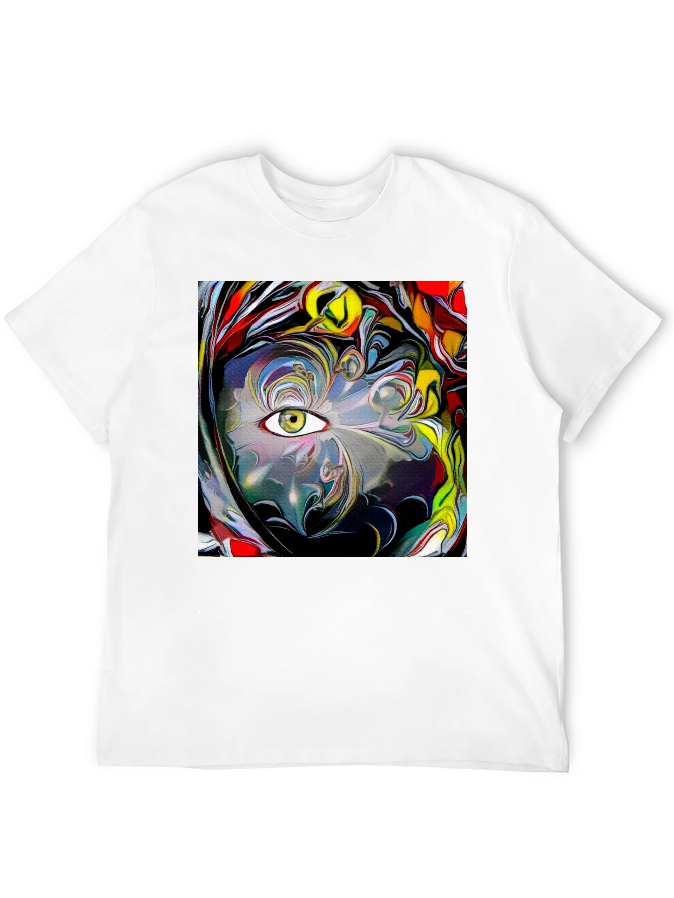 Camiseta Negra con Diseño Abstracto de Ojo