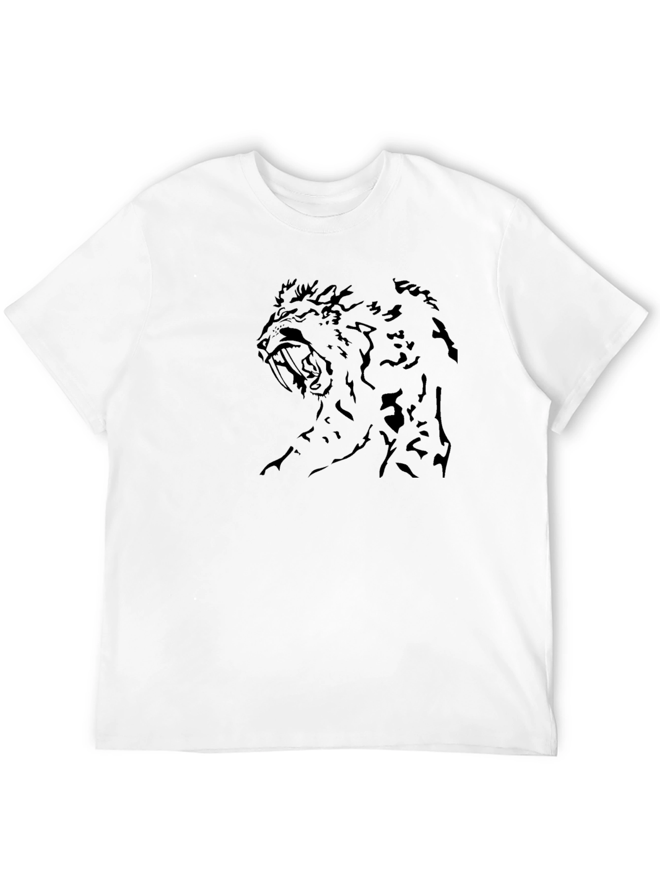 Camiseta Negra con Diseño de León Rugiente