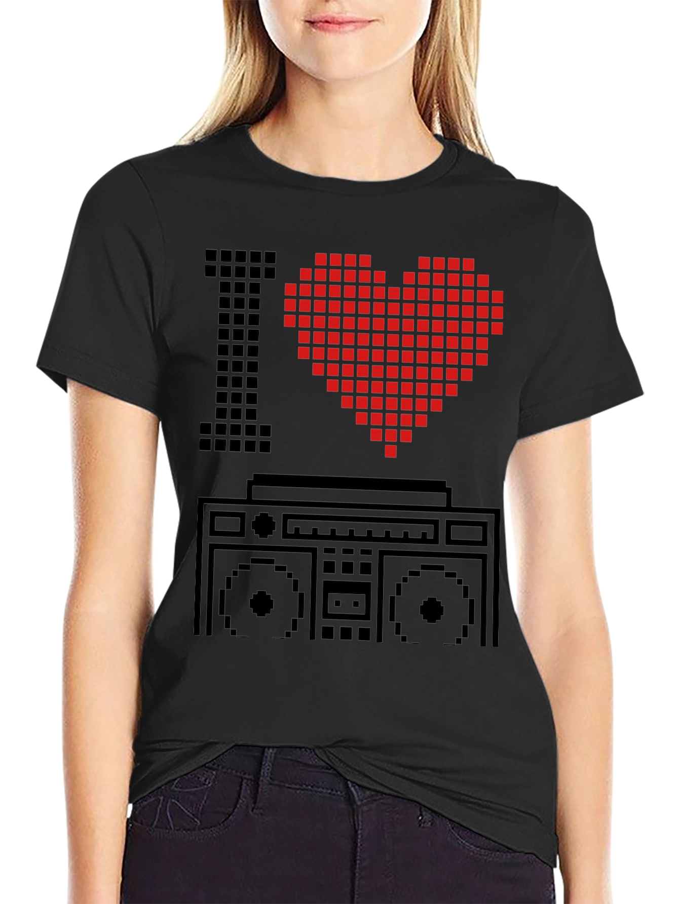 Camiseta Hombre Negra I Love 8-bit Boombox