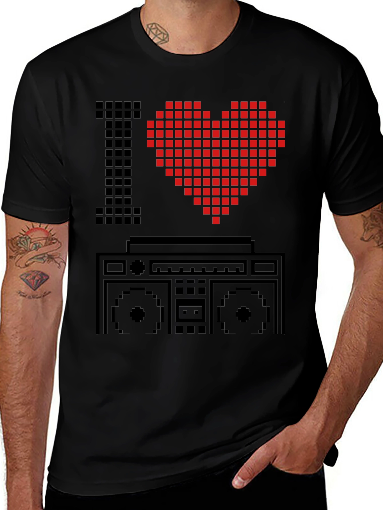 Camiseta Hombre Negra I Love 8-bit Boombox