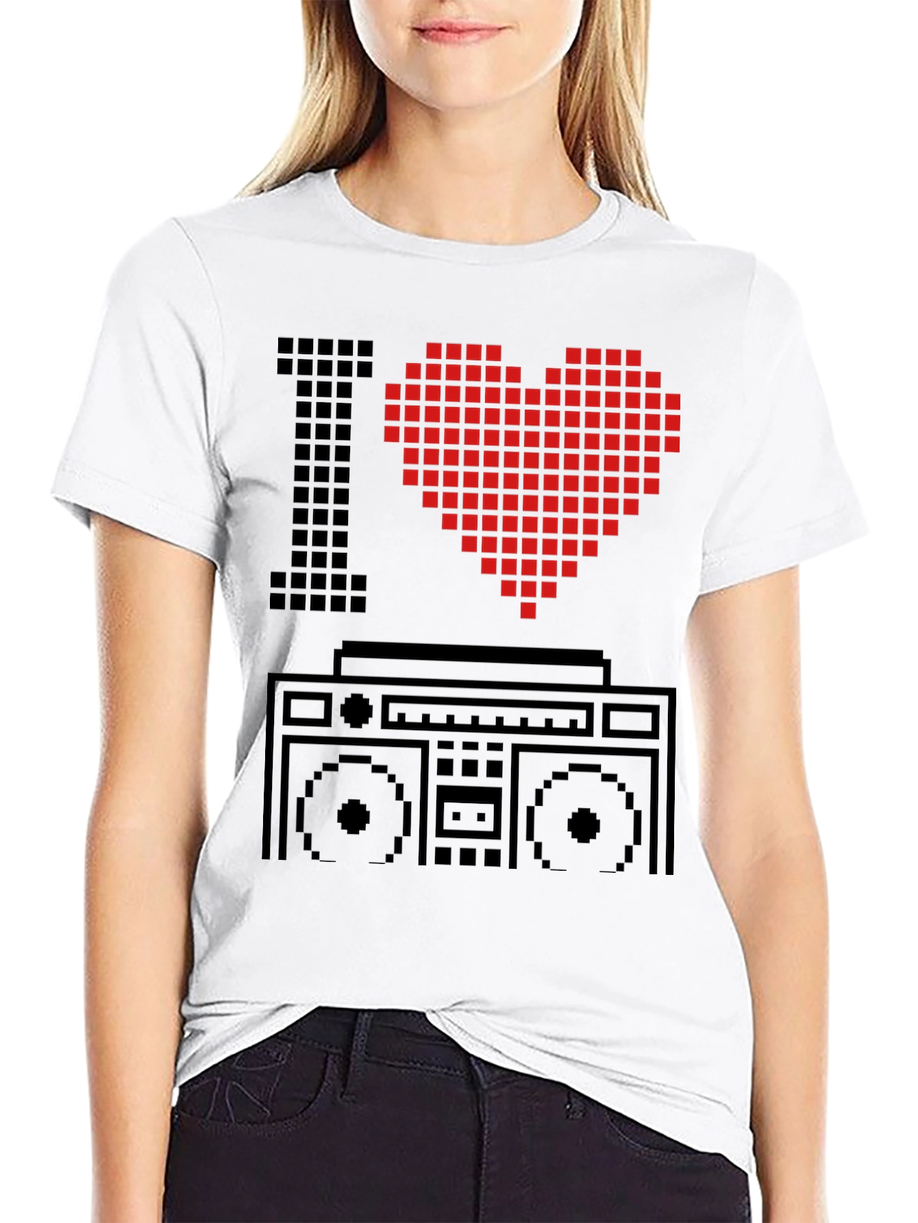 Camiseta Hombre Negra I Love 8-bit Boombox