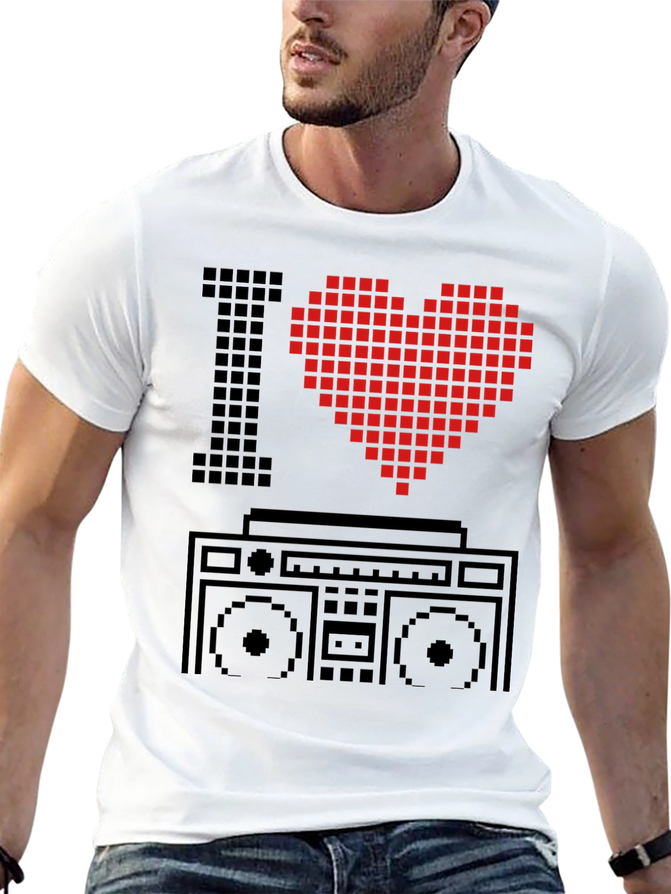 Camiseta Hombre Negra I Love 8-bit Boombox