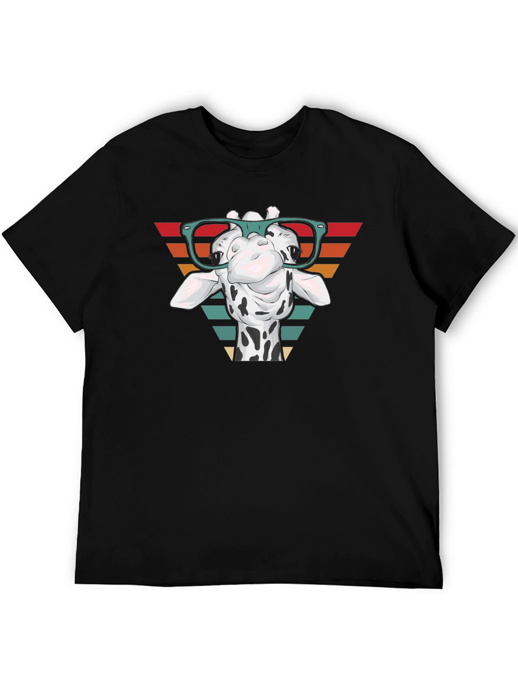 Camiseta Negra con Diseño de Jirafa Retro