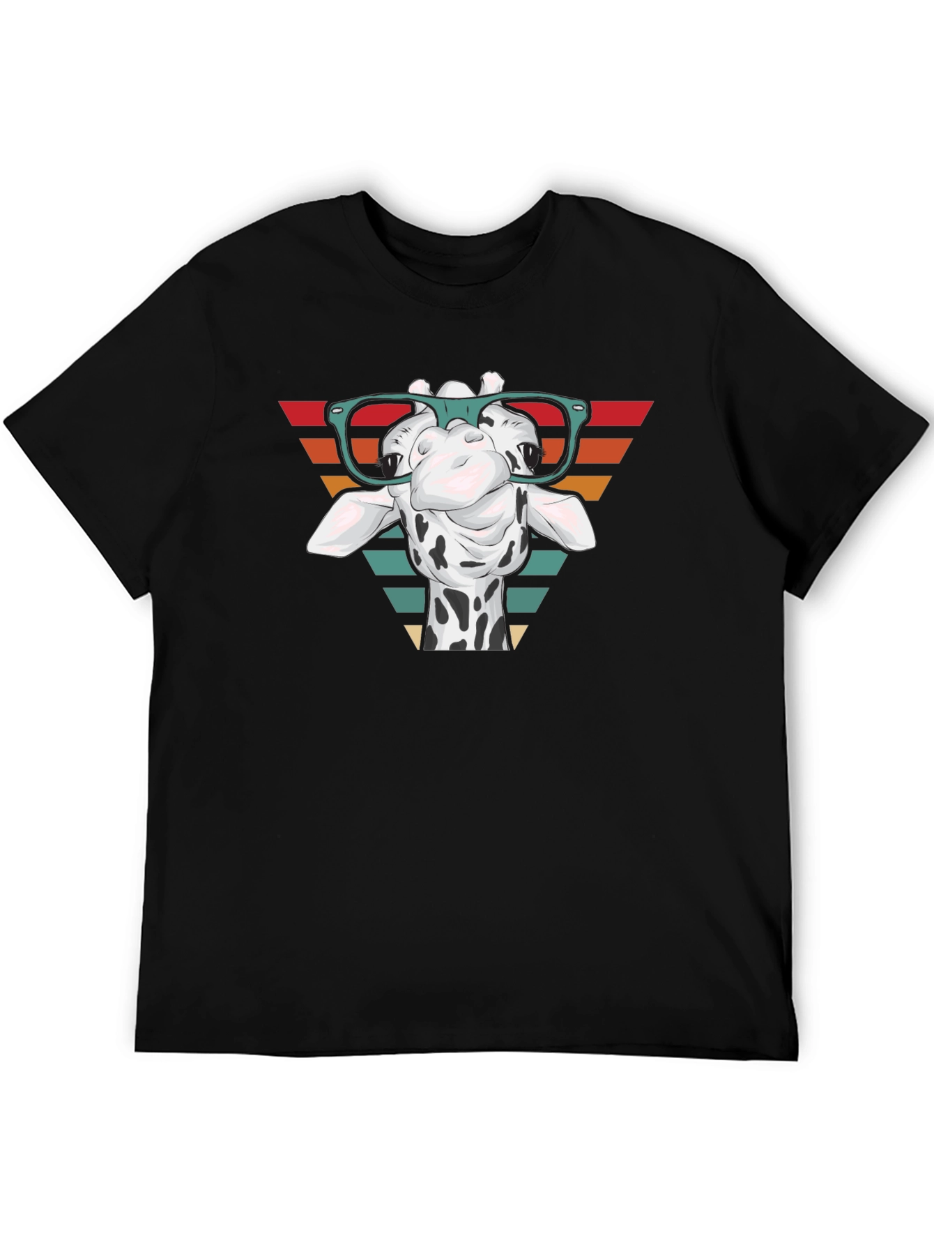 Camiseta Negra con Diseño de Jirafa Retro