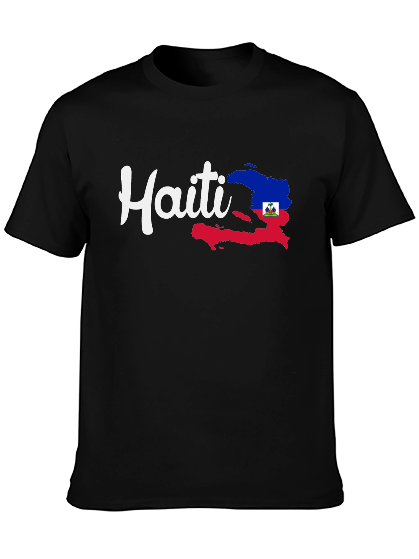 Camiseta Negra con Diseño de Haití