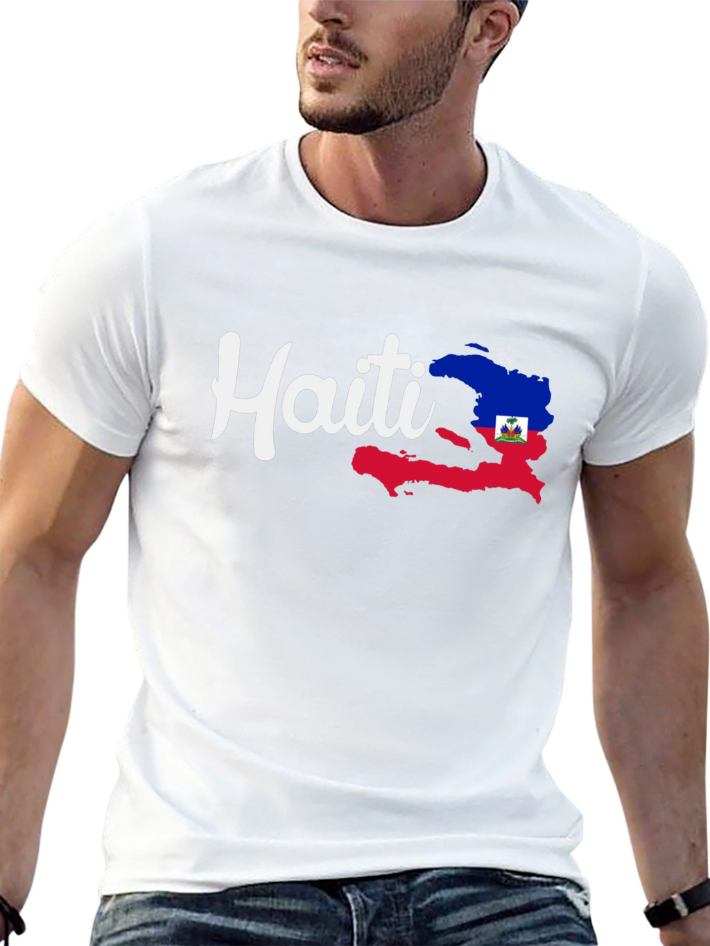 Camiseta Negra con Diseño de Haití