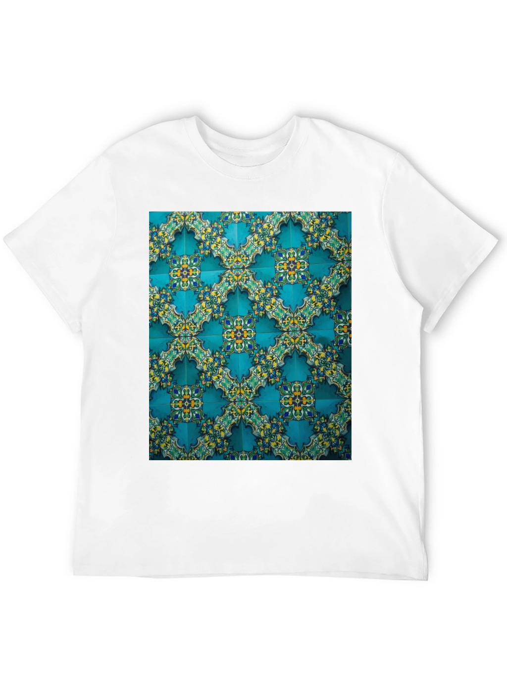 Camiseta Negra con Diseño de Azulejos Turcos