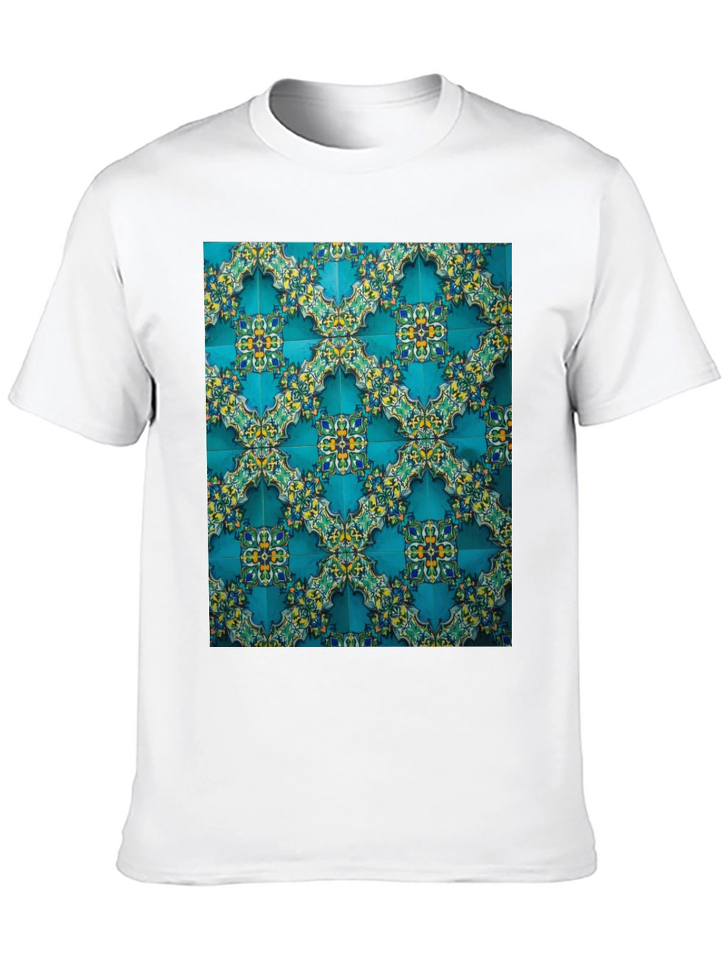 Camiseta Negra con Diseño de Azulejos Turcos