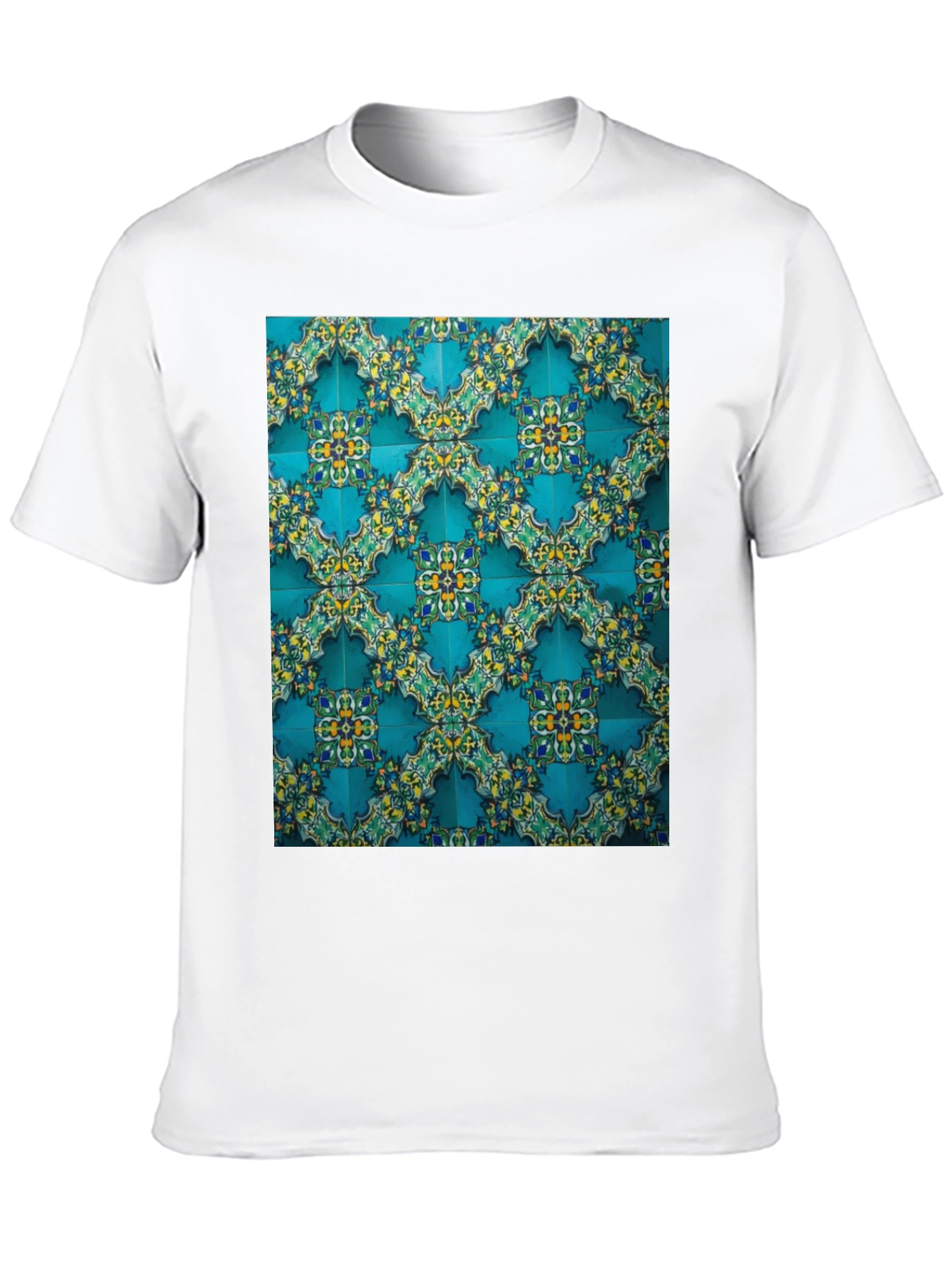 Camiseta Negra con Diseño de Azulejos Turcos