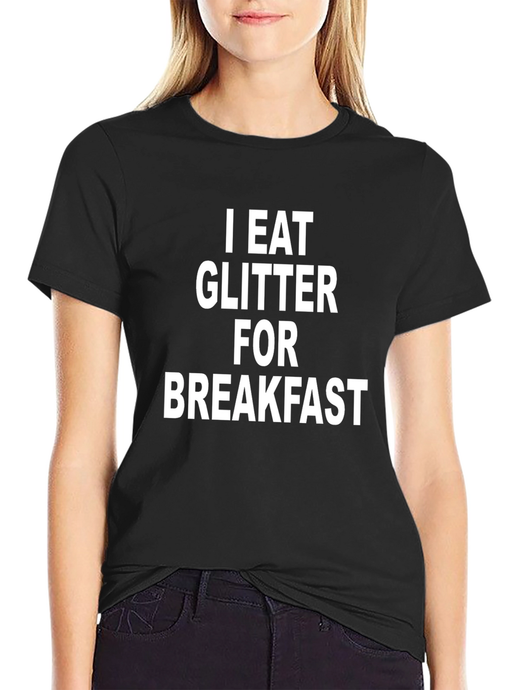 Camiseta Negra Como Glitter en el Desayuno