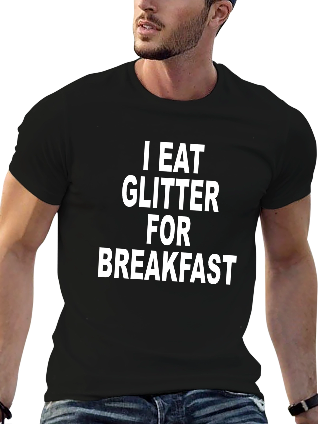 Camiseta Negra Como Glitter en el Desayuno