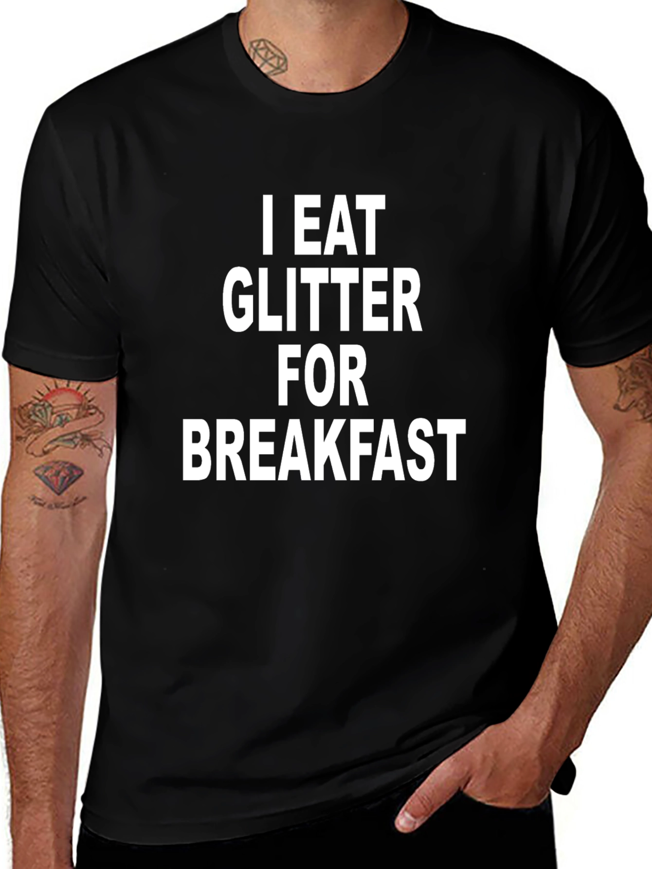Camiseta Negra Como Glitter en el Desayuno
