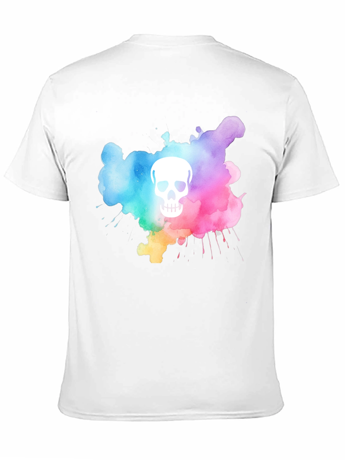 Camiseta Negra con Calavera Acuarela