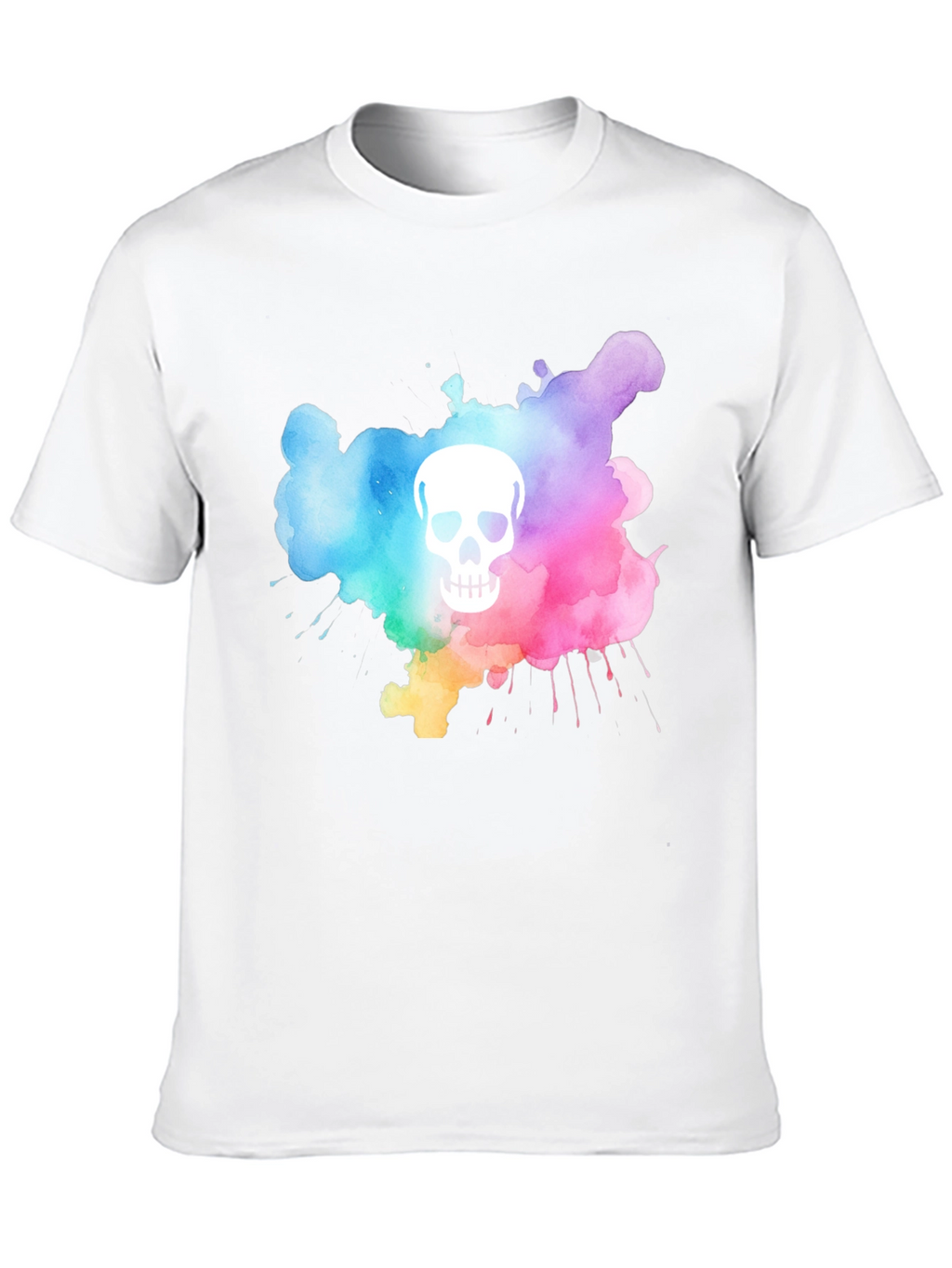 Camiseta Negra con Calavera Acuarela