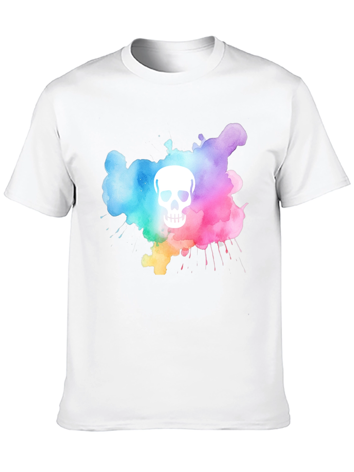 Camiseta Negra con Calavera Acuarela