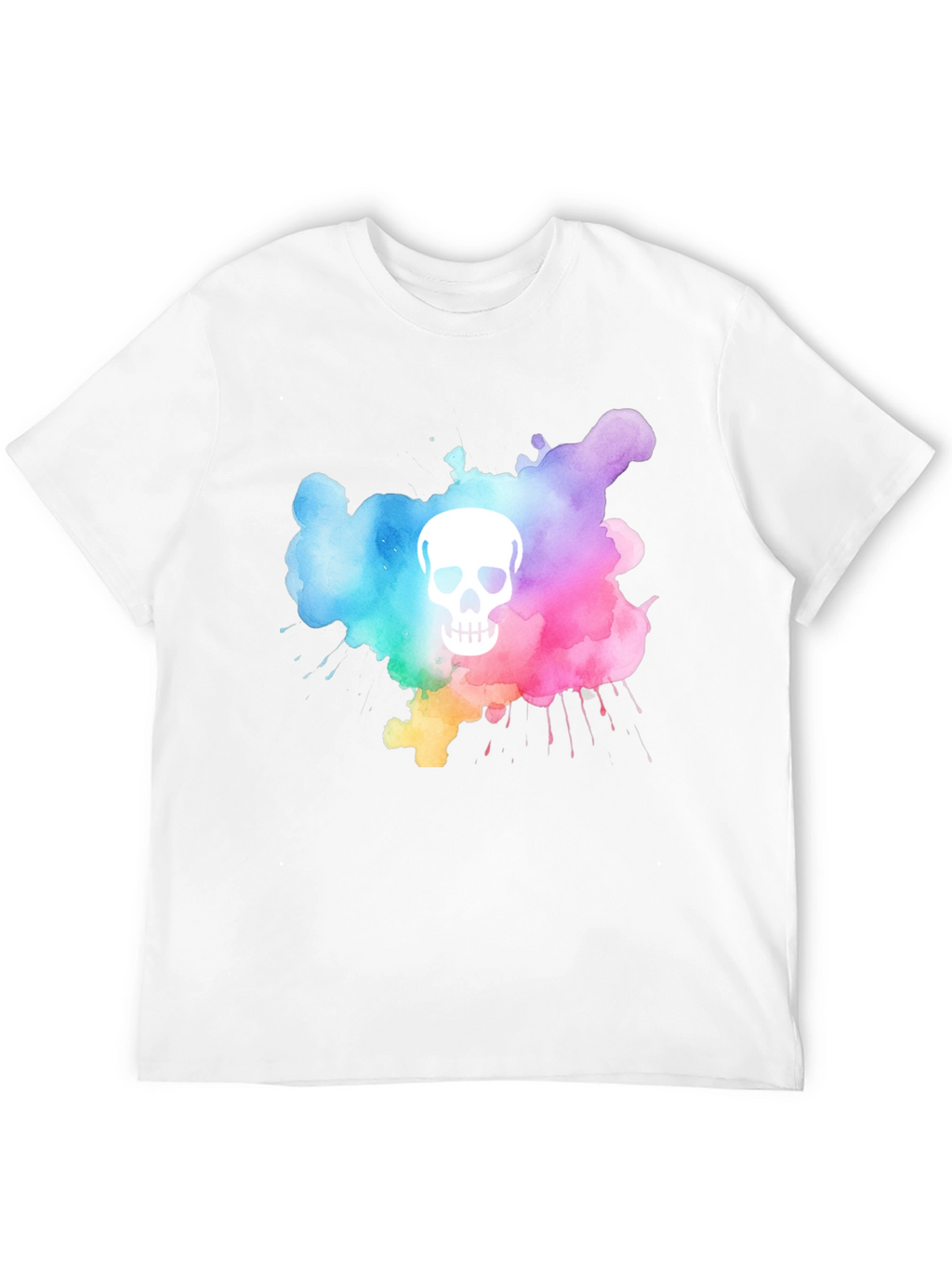 Camiseta Negra con Calavera Acuarela