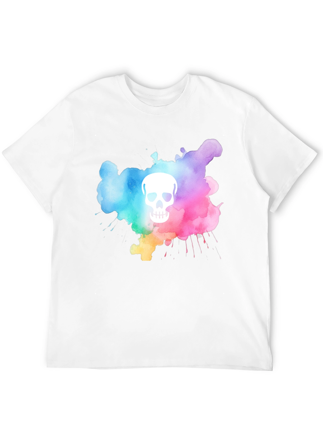 Camiseta Negra con Calavera Acuarela