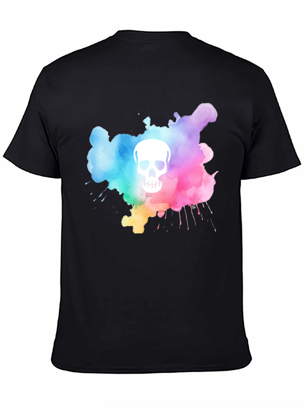Camiseta Negra con Calavera Acuarela