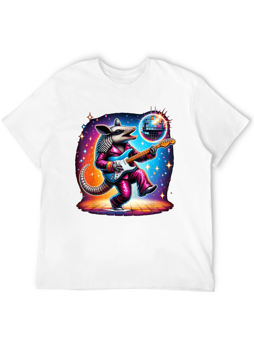 Camiseta Negra con Armadillo Disco Guitarrista