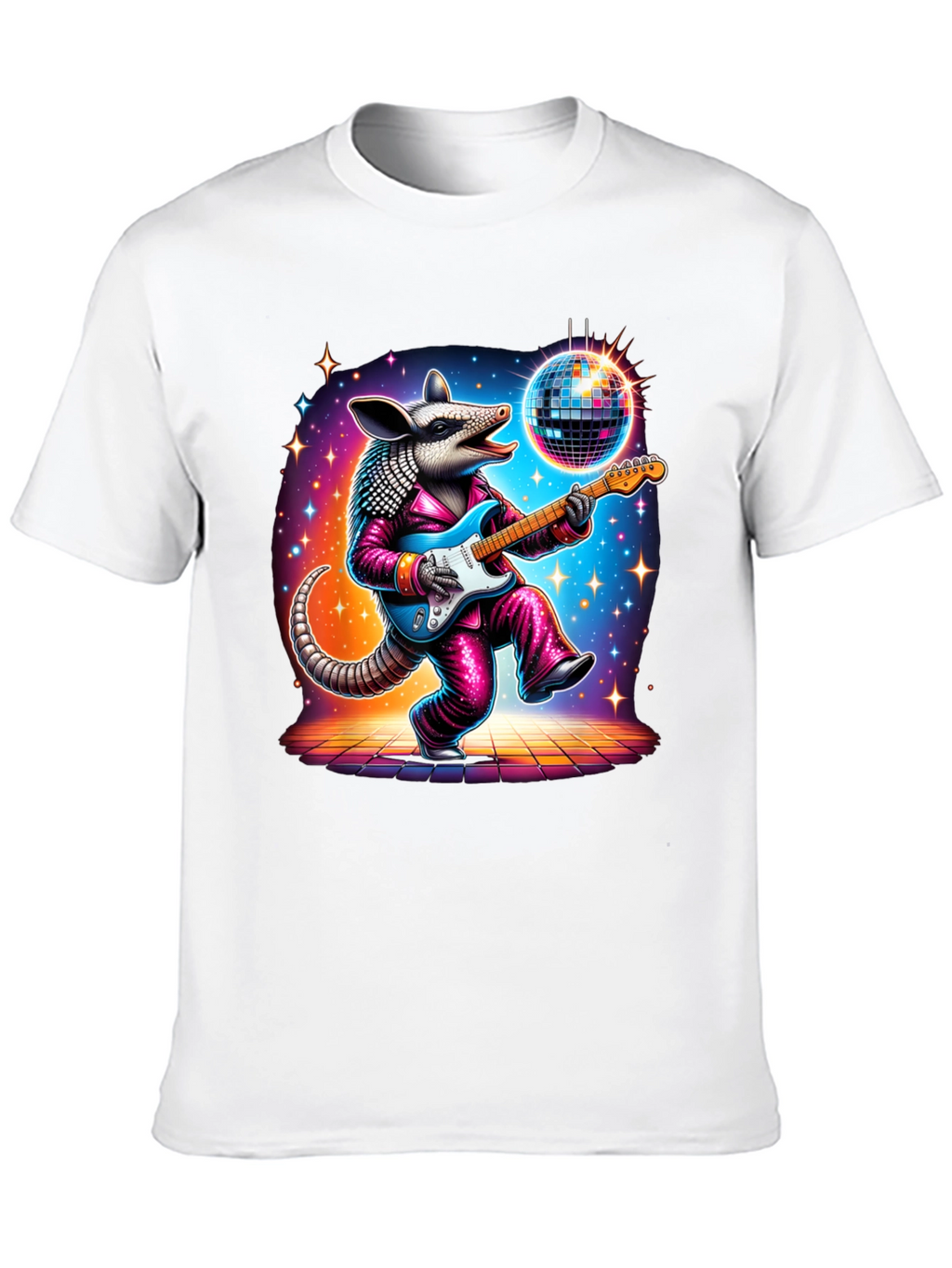 Camiseta Negra con Armadillo Disco Guitarrista