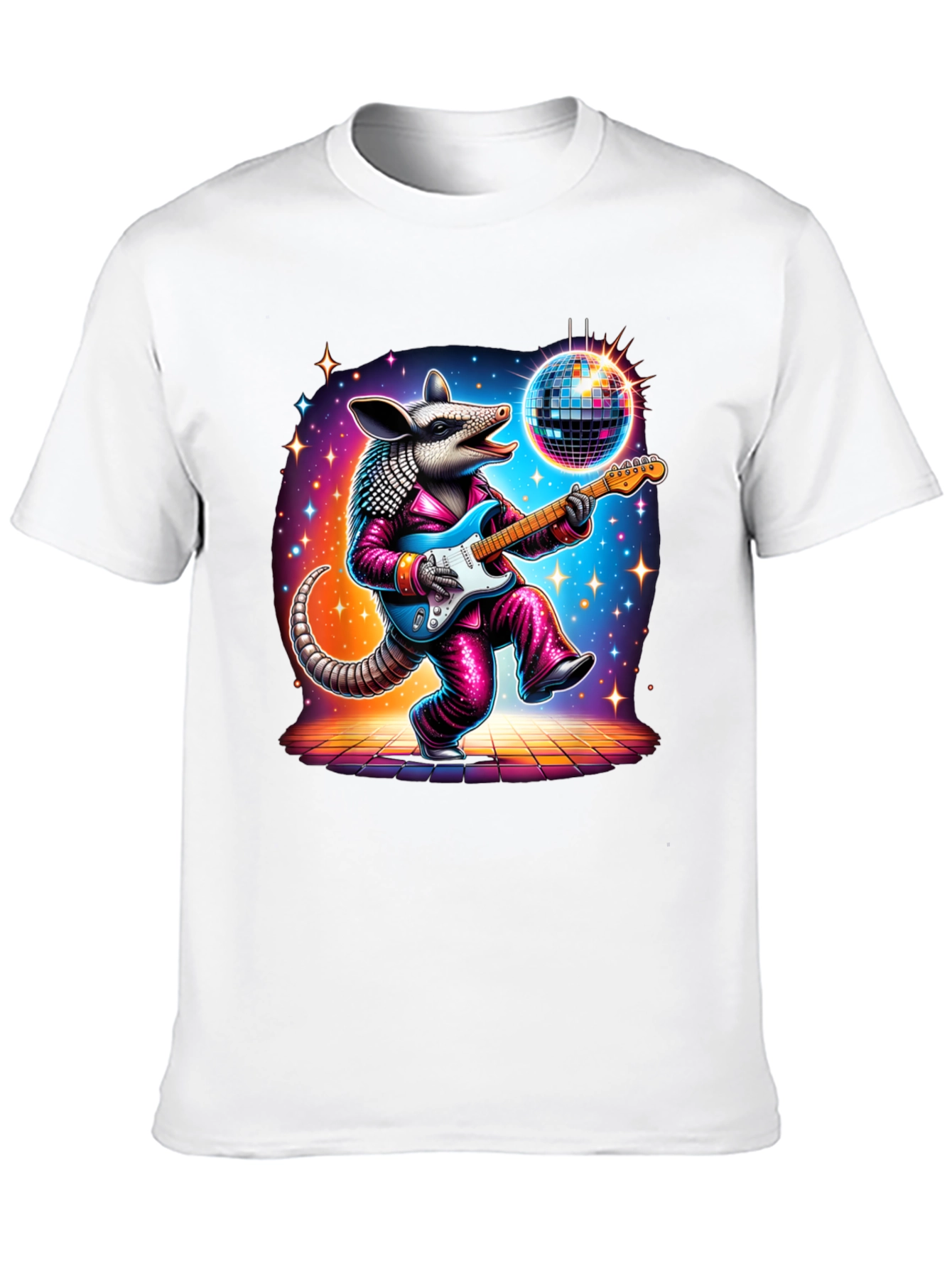 Camiseta Negra con Armadillo Disco Guitarrista