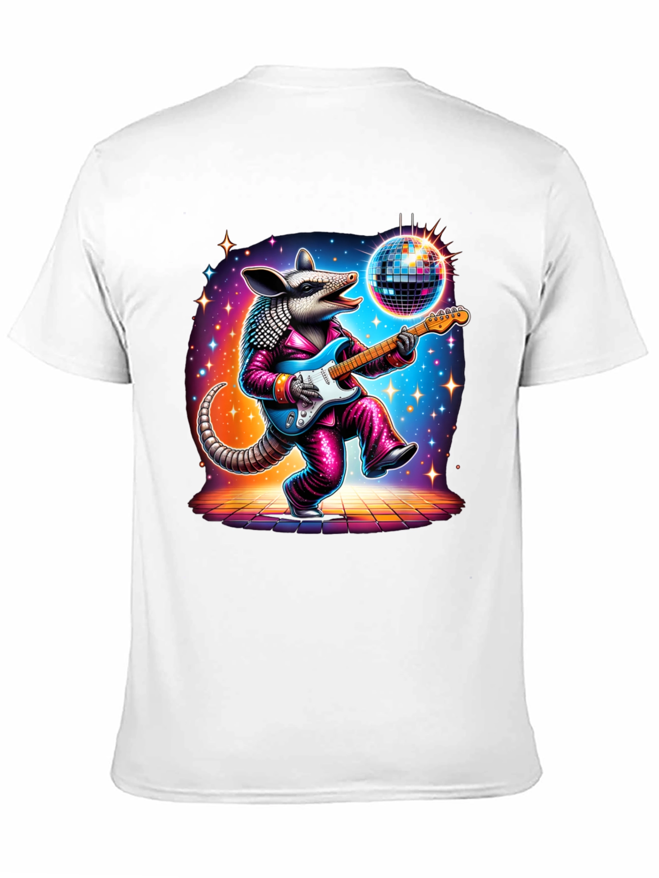 Camiseta Negra con Armadillo Disco Guitarrista
