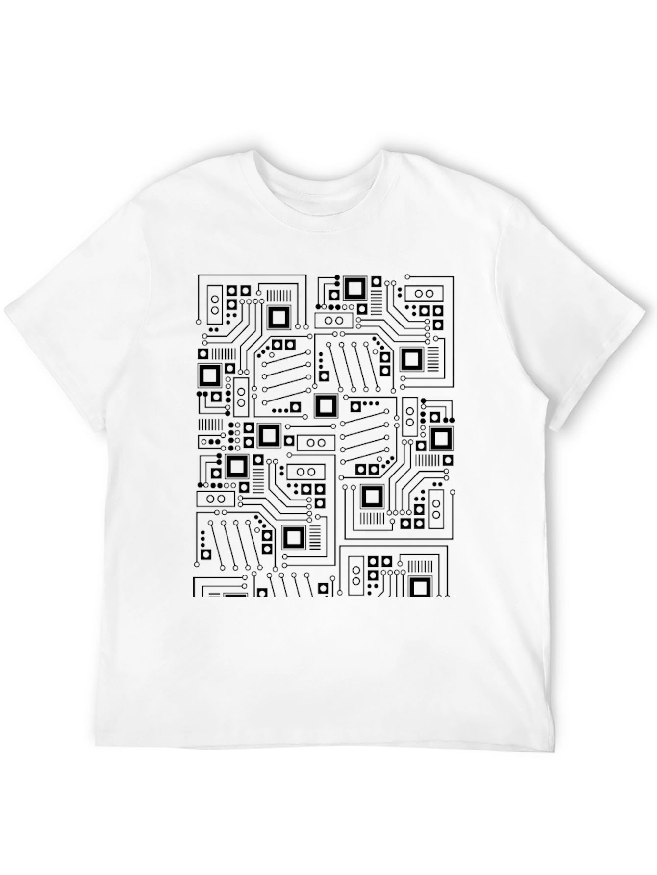 Camiseta Negra con Diseño de Circuito Impreso