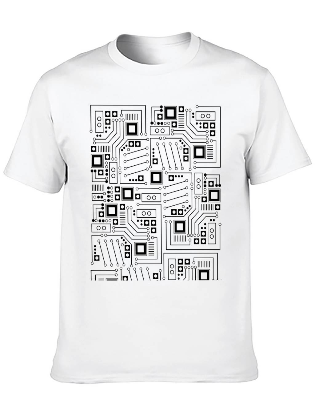 Camiseta Negra con Diseño de Circuito Impreso
